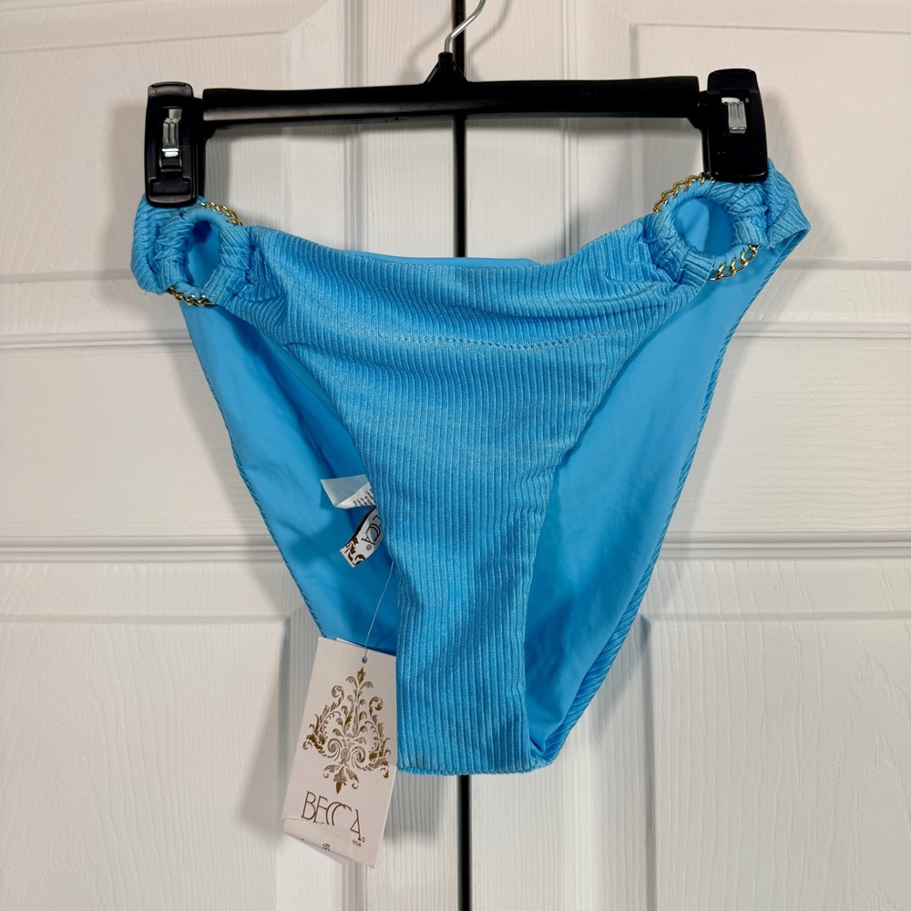 Becca Monte Carlo Gracie Rib Hipster Bikini‎ Bottom oasis blue LARGE